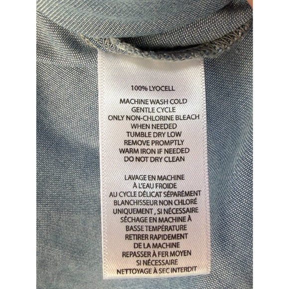 Beach Lunch Lounge Women’s Blue Denim Knot Front Short Sleeve Blouse Size Large - Picture 4 of 4